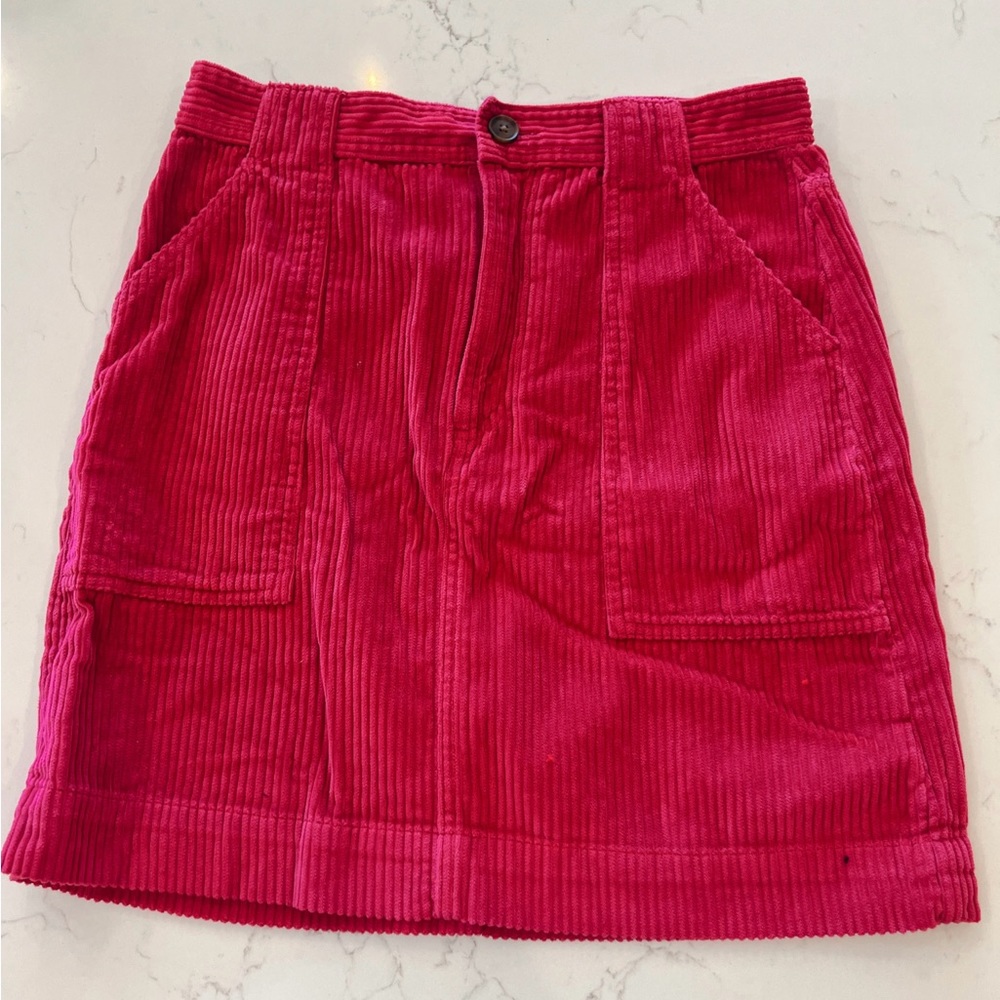 Women’s bright maroon cord skirt